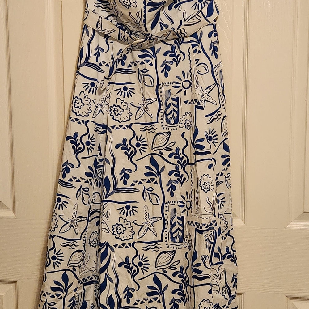 Rachel Zoe Women's White/Navy Strapless Tie Belt Maxi Dress Size 8 - Picture 4 of 12